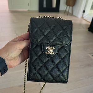 Chanel Caviar Black Phone holder Purse